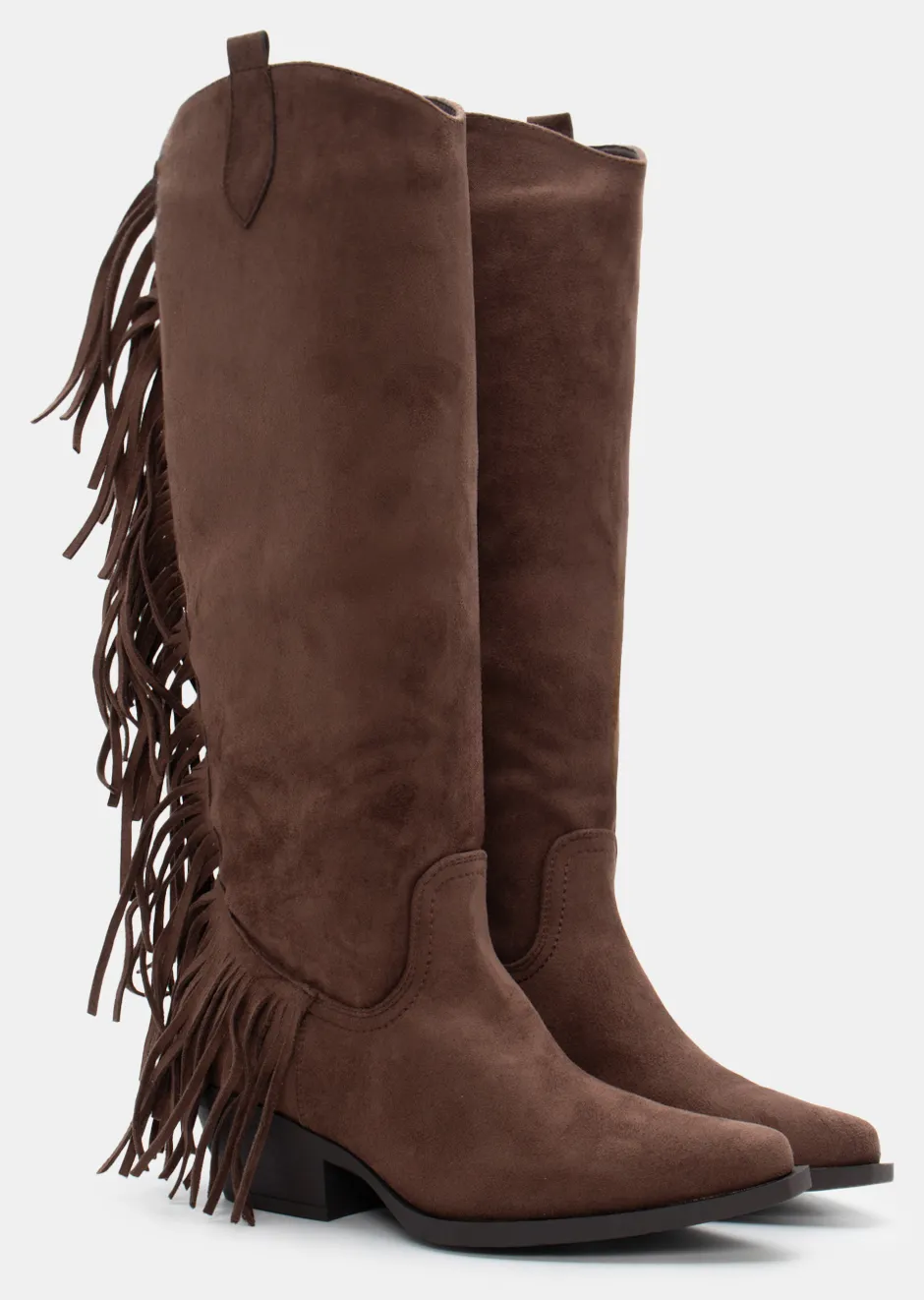 Μπότες Cowboy με Κρόσσια - Καφέ Σκούρο