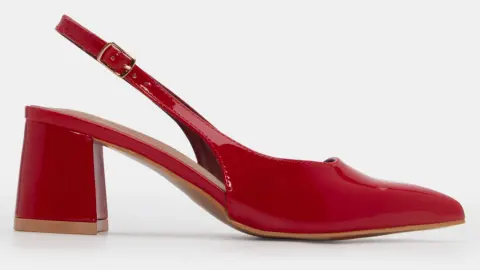 Γόβες Μυτερές Slingback - Κόκκινο-Λουστρίνι