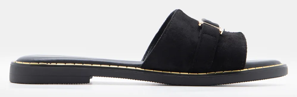 Flat Σανδάλια με Διακοσμητικό Λουράκι - Μαύρο