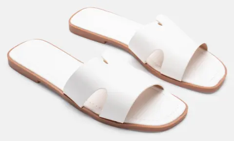 Σανδάλια Flat με Φαρδιά Φάσα - Λευκό