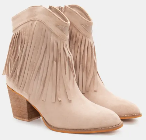 Μποτάκια Cowboy με Κρόσσια - Μπεζ