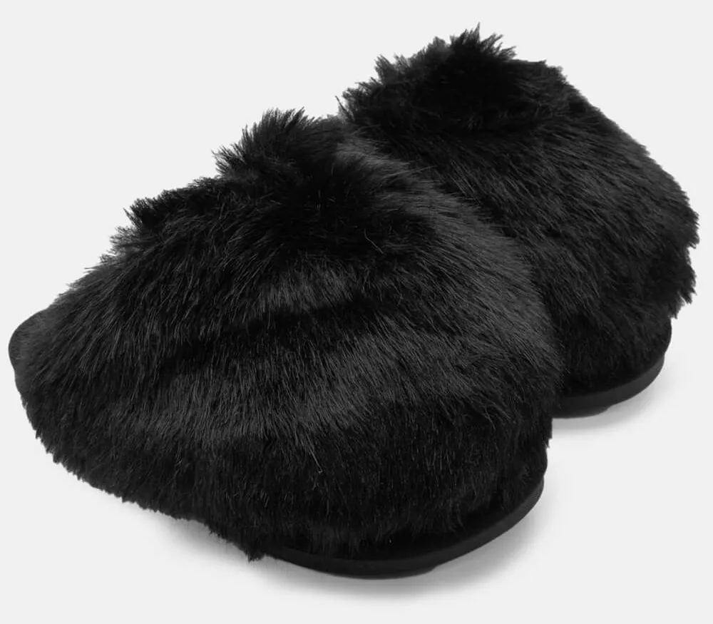 Παντόφλες Γούνινες - Μαύρο