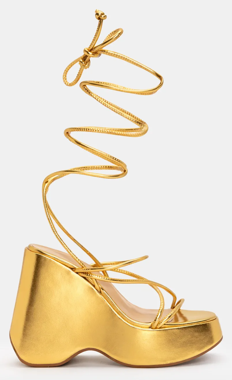 Πλατφόρμες Lace Up - Χρυσό