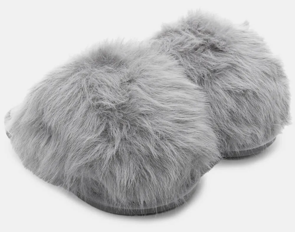 Παντόφλες Γούνινες - Γκρι