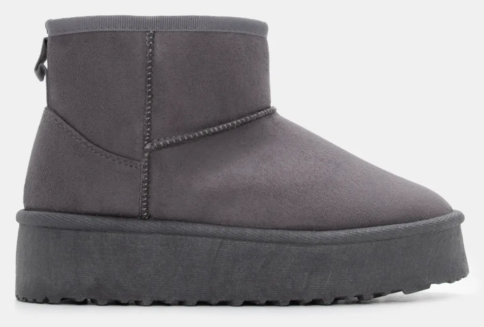 Μποτάκια Δίσολα με Εσωτερική Επένδυση Γούνας - Ανθρακί