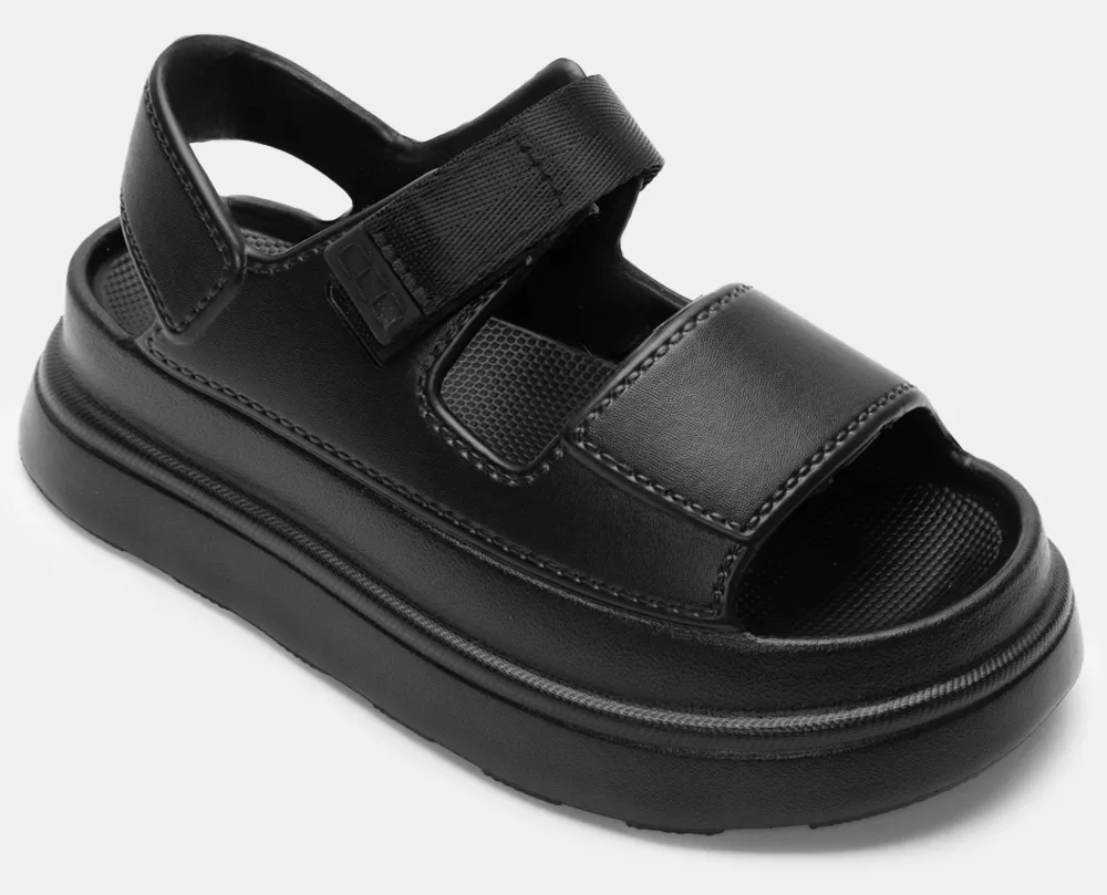 Πλατφόρμες Δίσολες με Λουράκι Scratch - Μαύρο