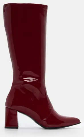 LUIGI DESIGN - Μπότες Μυτερές με Τακούνι - Μπορντό-Λουστρίνι