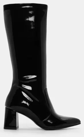 LUIGI DESIGN - Μπότες Μυτερές με Τακούνι - Μαύρο-Λουστρίνι