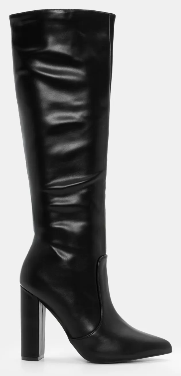 Μπότες Μυτερές με Τακούνι - Μαύρο