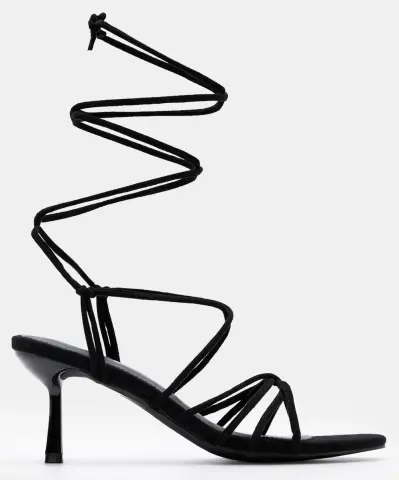 Πέδιλα Lace Up με Χιαστί Λουράκια - Μαύρο