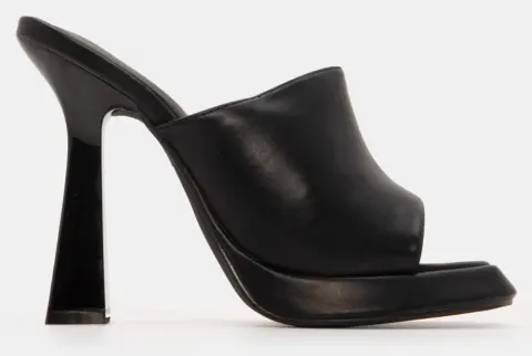 Mules με Φάσα & Τακούνι - Μαύρο