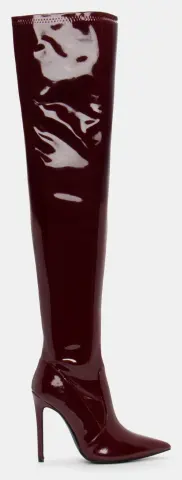 Μπότες Μυτερές Over The Knee - Μπορντό-Λουστρίνι