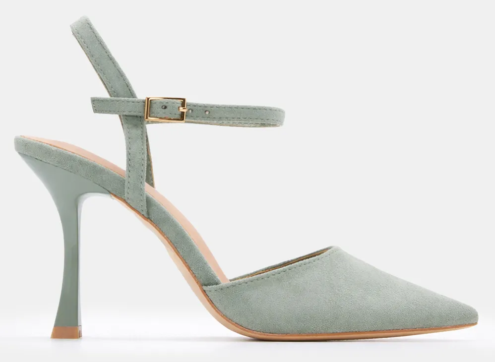 Γόβες Μυτερές Slingback - Λαδί