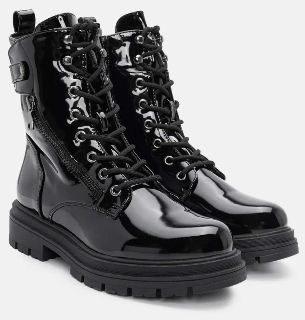 Αρβυλάκια με Διακοσμητικό Φερμουάρ & Λουράκι - Μαύρο-Λουστρίνι