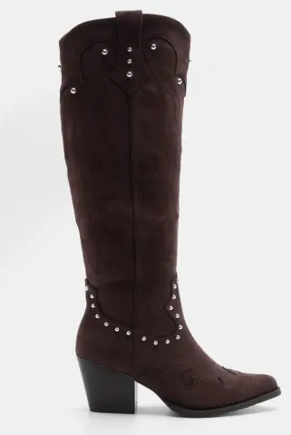Μπότες Cowboy με Διακοσμητικά Τρούκς - Καφέ Σκούρο