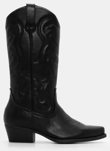 Μπότες Cowboy με Κέντημα - Μαύρο