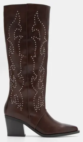 Μπότες Cowboy με Διακοσμητικά Τρούκς - Καφέ Σκούρο
