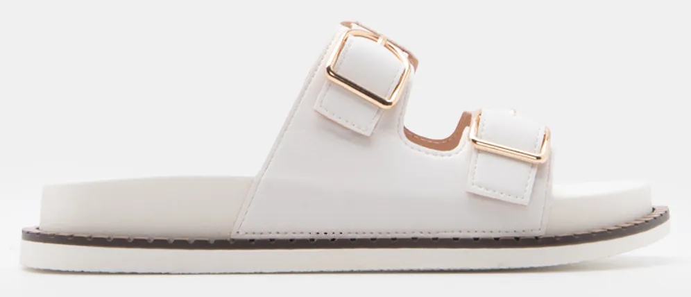 Σανδάλια Flatform με Διπλές Τόκες - Λευκό