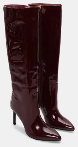 Μπότες Μυτερές με Τακούνι - Μπορντό-Λουστρίνι