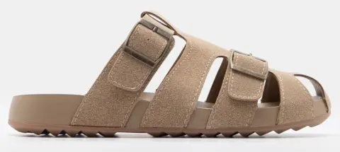 Σανδάλια Flatform με Διπλές Τόκες - Μπεζ-Σκούρο