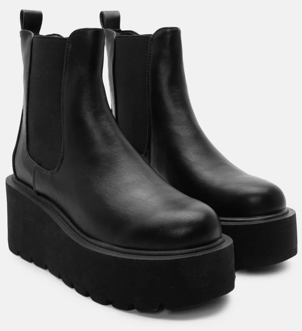 Μποτάκια με Πλατφόρμα & Λάστιχο - Μαύρο