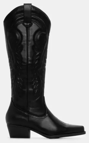Μπότες Cowboy με Κέντημα - Μαύρο