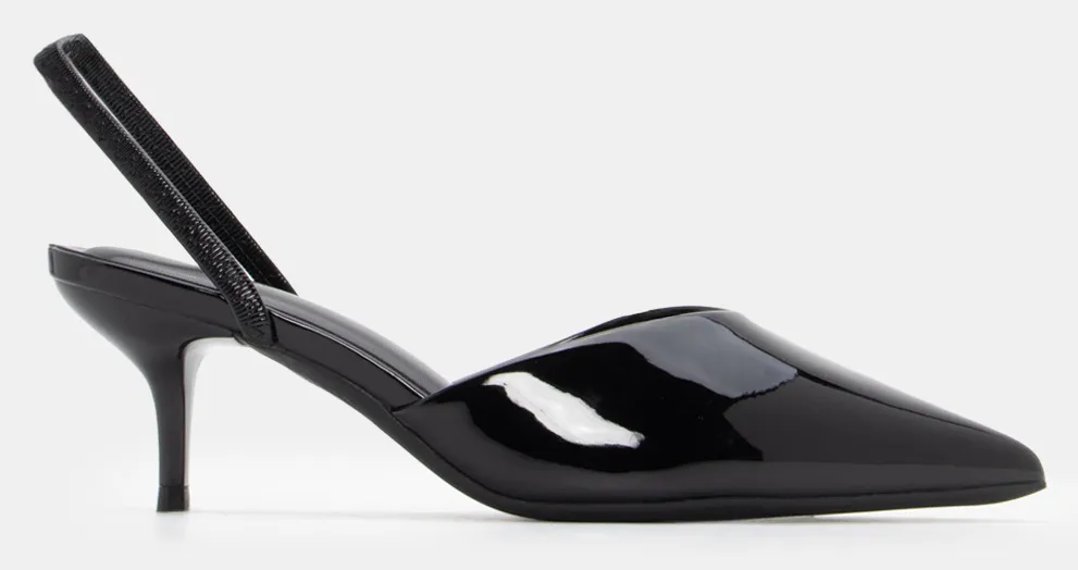 Γόβες Μυτερές με Λάστιχο - Μαύρο-Λουστρίνι