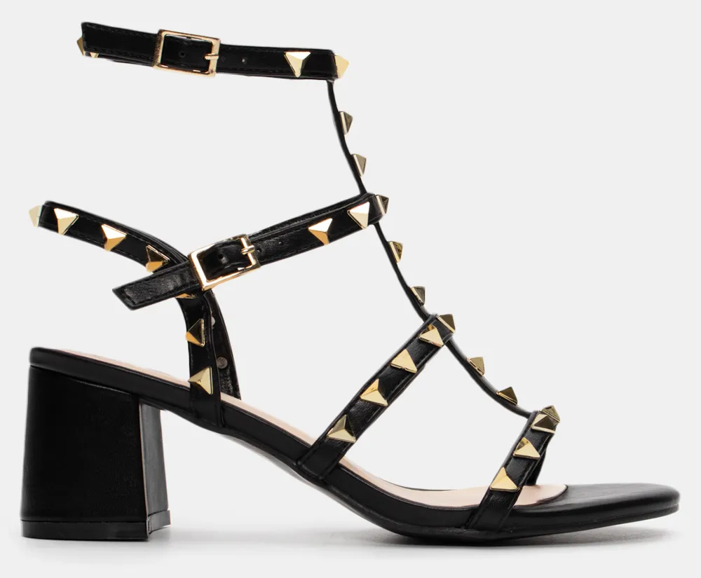 Πέδιλα με Πολλαπλά Λουράκια & Τρούκς - Μαύρο