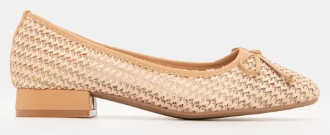 Γοβάκια με Πλεκτό Σχέδιο & Φιόγκο - Μπεζ