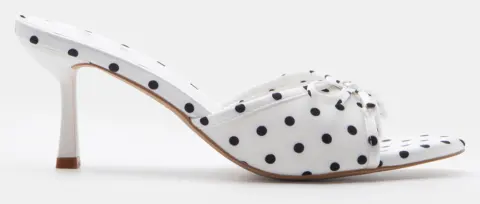 Mules Πουά με Διακοσμητικό Φιόγκο - Λευκό