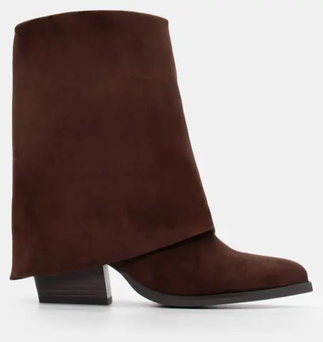 Μποτάκια Cowboy με Εφέ Αναδιπλούμενης Φάσας - Καφέ Σκούρο