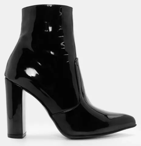 LUIGI DESIGN - Μποτάκια Αστραγάλου Μυτερά - Μαύρο-Λουστρίνι