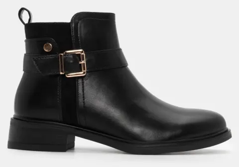 Μποτάκια με Διακοσμητικό Λουράκι - Μαύρο