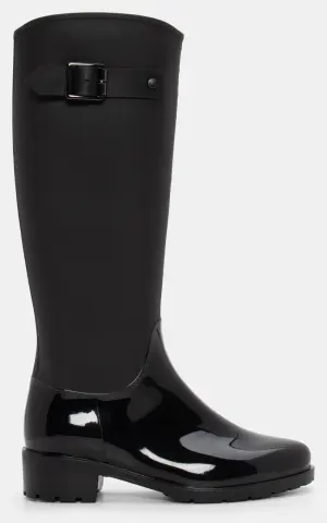 Μπότες Γαλότσες σε Συνδυασμό Υλικών - Μαύρο