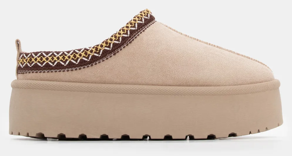 Παντόφλες Δίσολες με Κέντημα - Μπεζ