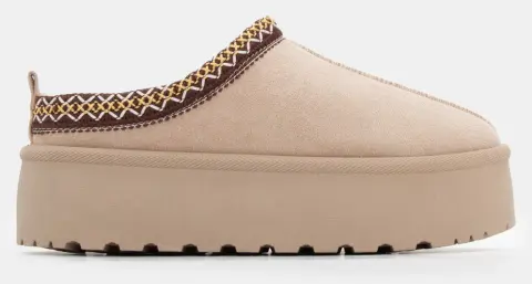 Παντόφλες Δίσολες με Κέντημα - Μπεζ