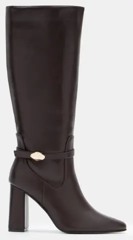 Μπότες Μυτερές με Διακοσμητικό Λουράκι - Καφέ Σκούρο