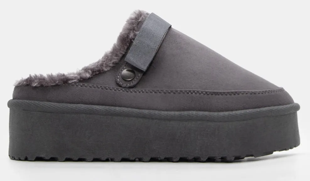 Clogs Σαμπό με Εσωτερική Επένδυση Γούνας - Ανθρακί