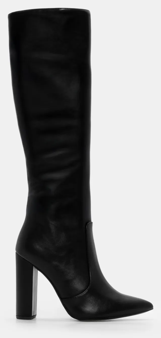 Μπότες Μυτερές με Τακούνι - Μαύρο