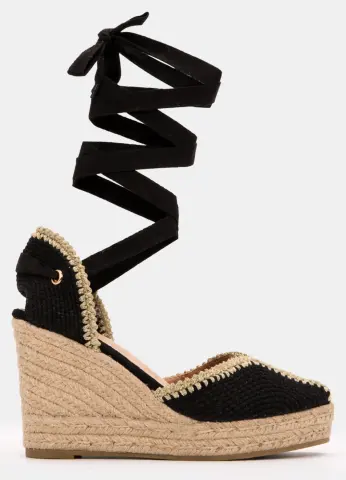 Πλατφόρμες Εσπαντρίγιες Lace Up - Μαύρο