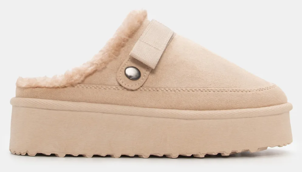 Clogs Σαμπό με Εσωτερική Επένδυση Γούνας - Μπεζ