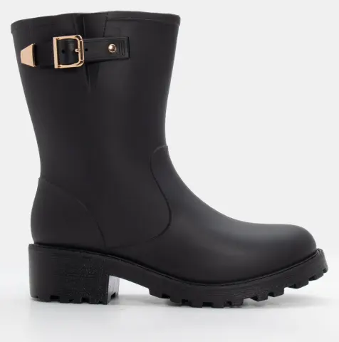 Μποτάκια Γαλότσες με Διακοσμητικό Λουράκι - Μαύρο