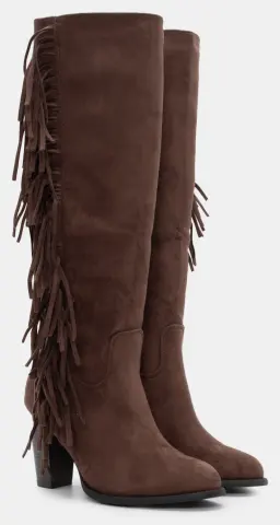 Μπότες με Διακοσμητικά Κρόσσια - Καφέ