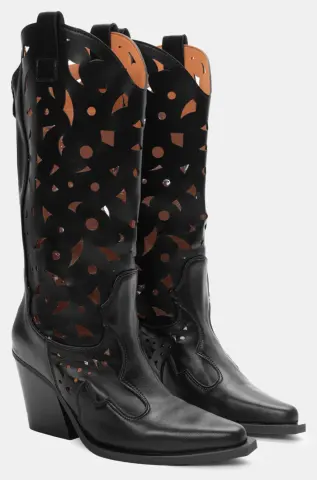 Μπότες Cowboy με Σχέδια - Μαύρο