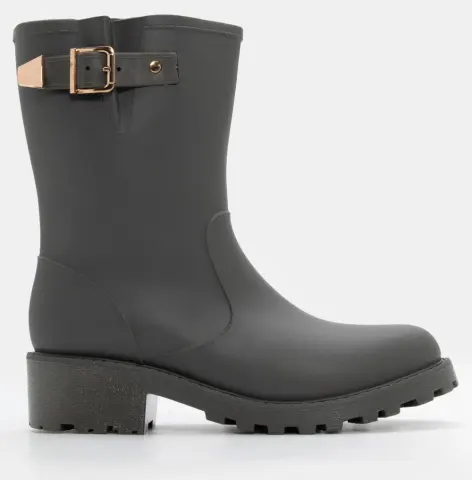 Μποτάκια Γαλότσες με Διακοσμητικό Λουράκι - Χακί