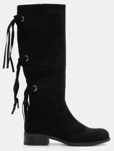 Μπότες με Διακοσμητικά Κρόσσια - Μαύρο