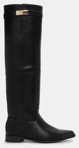 Μπότες Μυτερές με Διακοσμητικό Λουράκι - Μαύρο