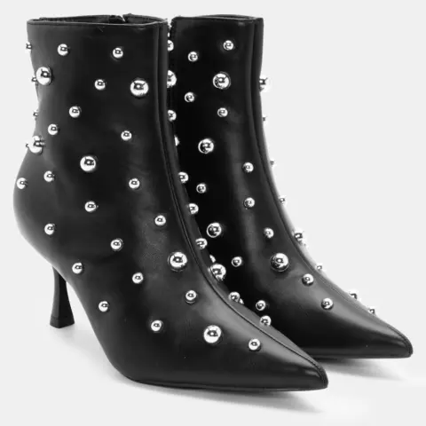 Μποτάκια Μυτερά με Διακοσμητικά Τρούκς - Μαύρο