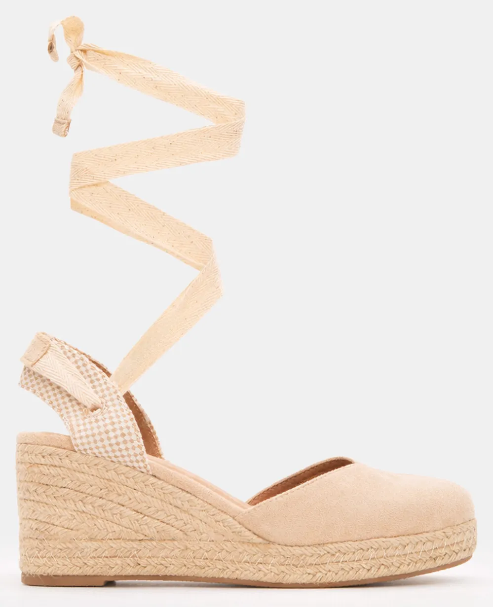 Πλατφόρμες Εσπαντρίγιες Lace Up - Μπεζ
