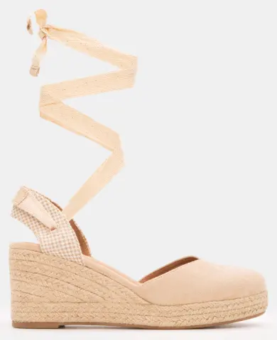 Πλατφόρμες Εσπαντρίγιες Lace Up - Μπεζ